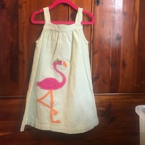 Adorable JK A line flamingo appliqué toddler dress